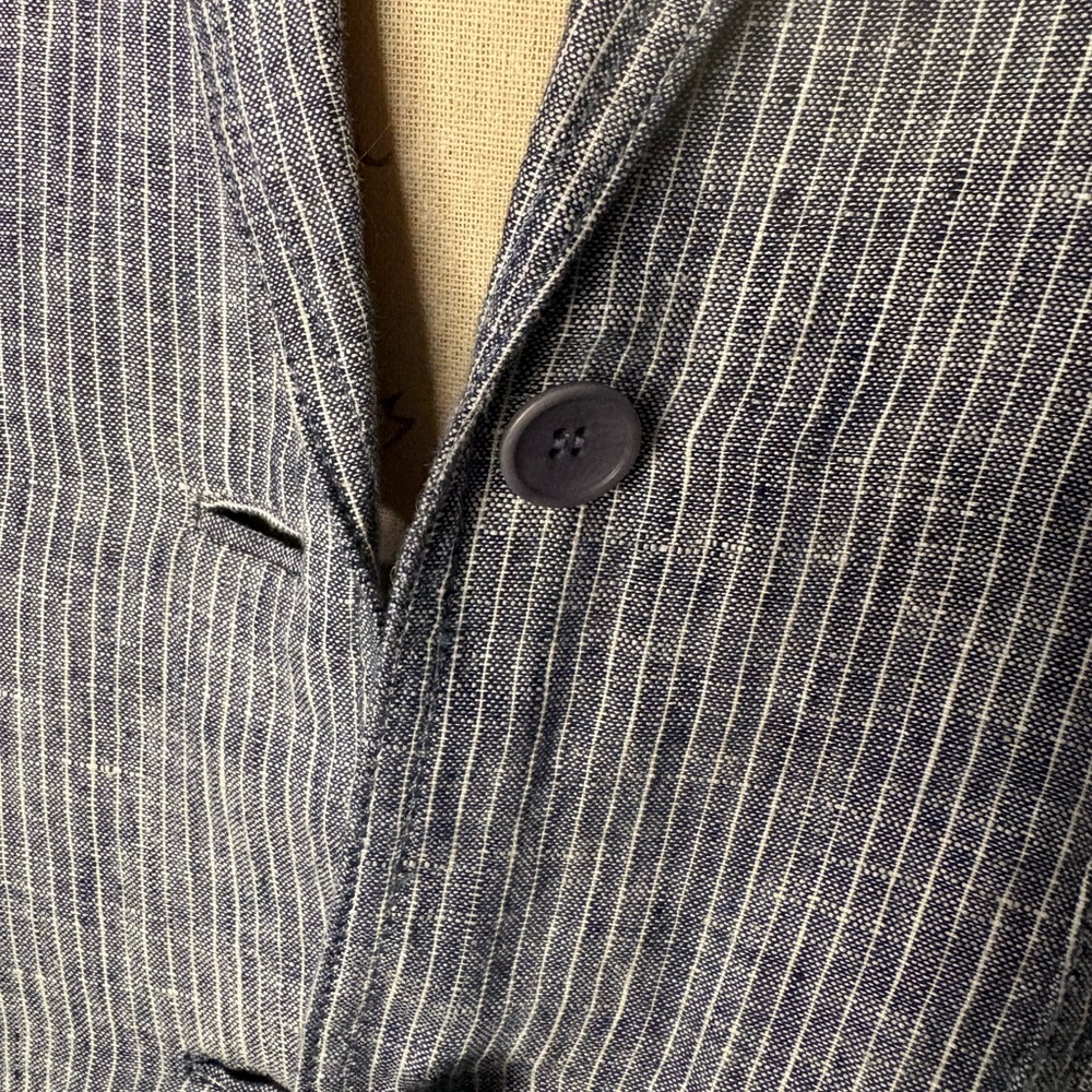 Eileen Fisher Navy and White Striped Jacket - Picture 3 of 10